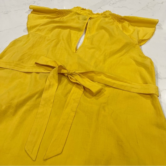B & Lu Yellow Flutter Cap Sleeve Cotton Shirt with Smocked Detail and Ties 3XL - Picture 5 of 13